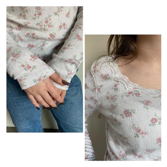 Dainty floral & lace Y2K long sleeve 💐 - Picture 3 of 4